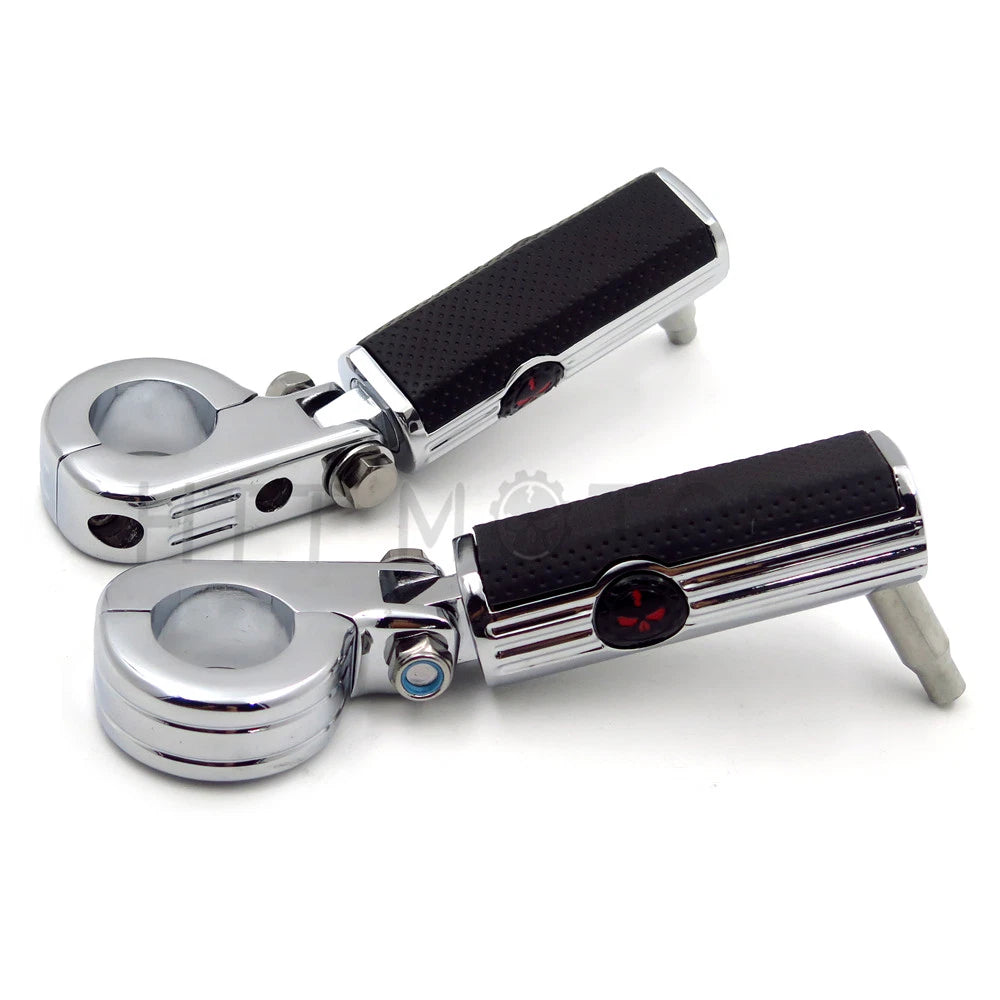 Chrome Gear Skull Highway Engine Guard Foot Peg Mounting Rest Bar 1.5"