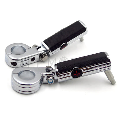 Chrome Gear Skull Highway Engine Guard Foot Peg Mounting Rest Bar 1.5"