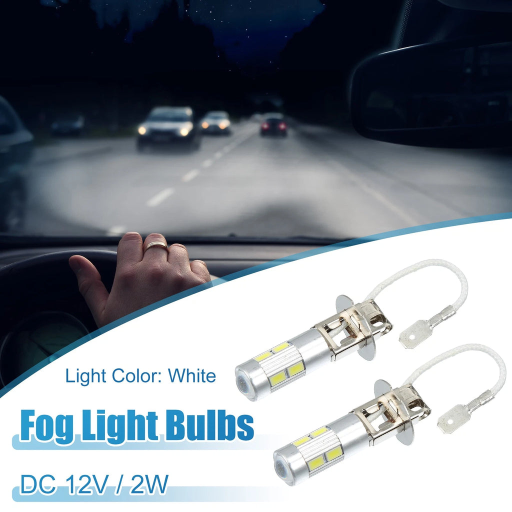 H3 Fog Light Bulbs for Car (12V, 5730 Chips, Aluminum, White)