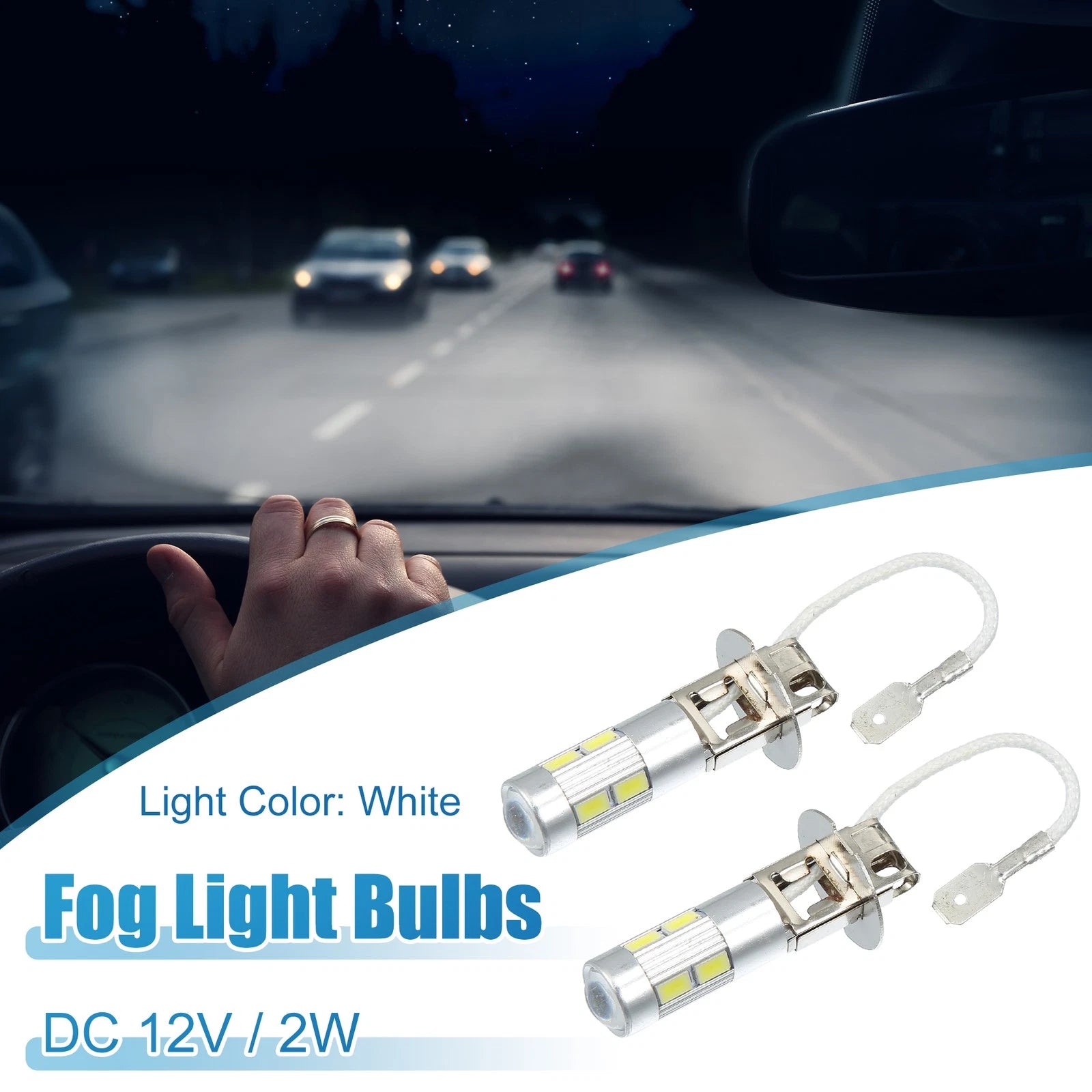 H3 Fog Light Bulbs for Car (12V, 5730 Chips, Aluminum, White)