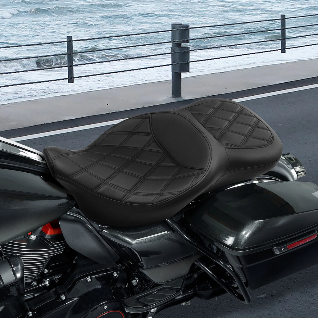 Black Driver Passenger Seat for Harley Touring Electra Road Glide (2009–2023)