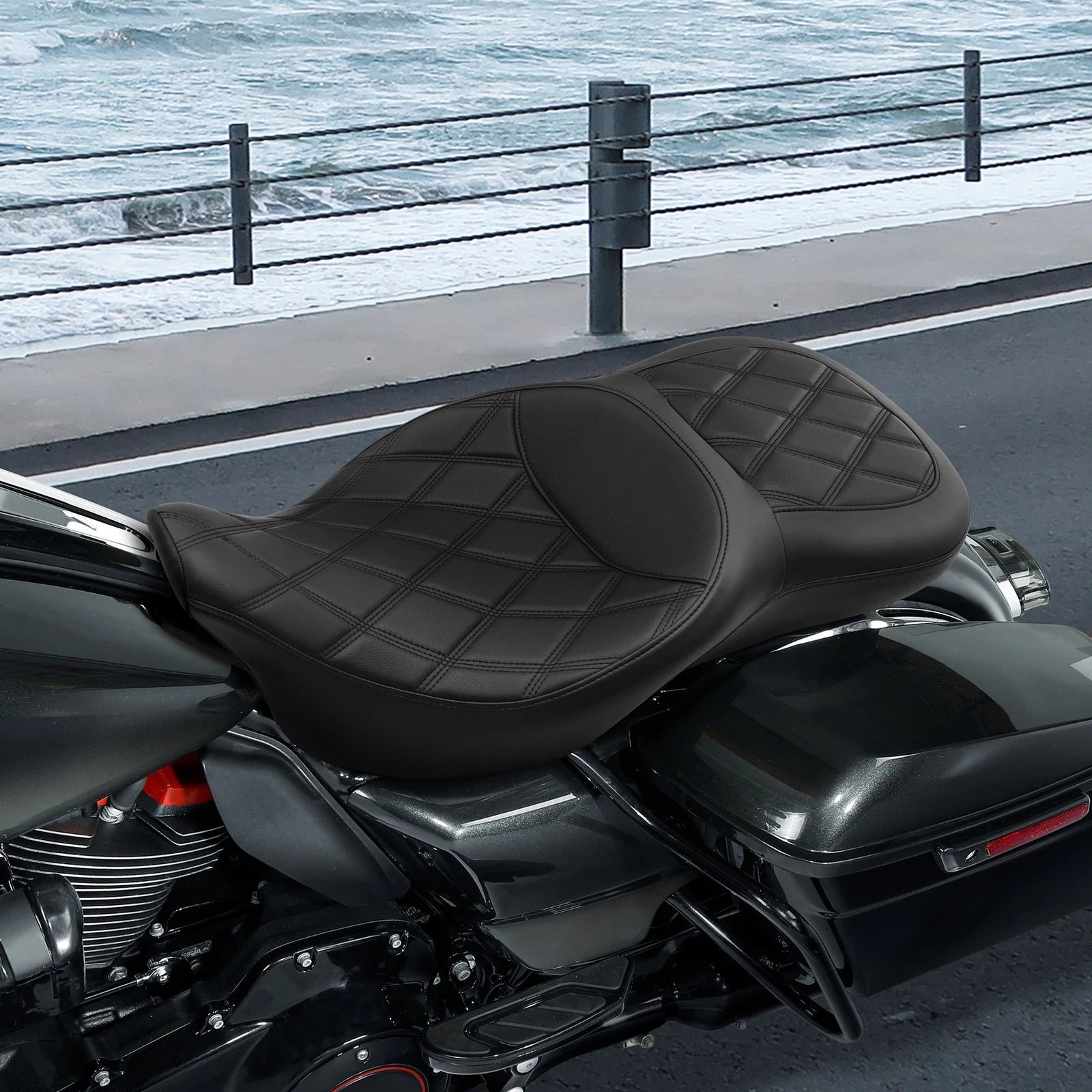 Black Driver Passenger Seat for Harley Touring Electra Road Glide (2009–2023)