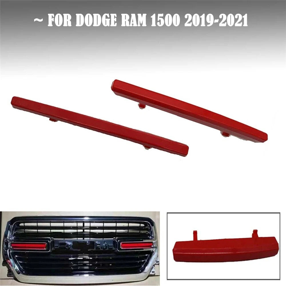 2X Front Grille Insert Cover Trim Red for Dodge Ram 1500 (2019–2021)