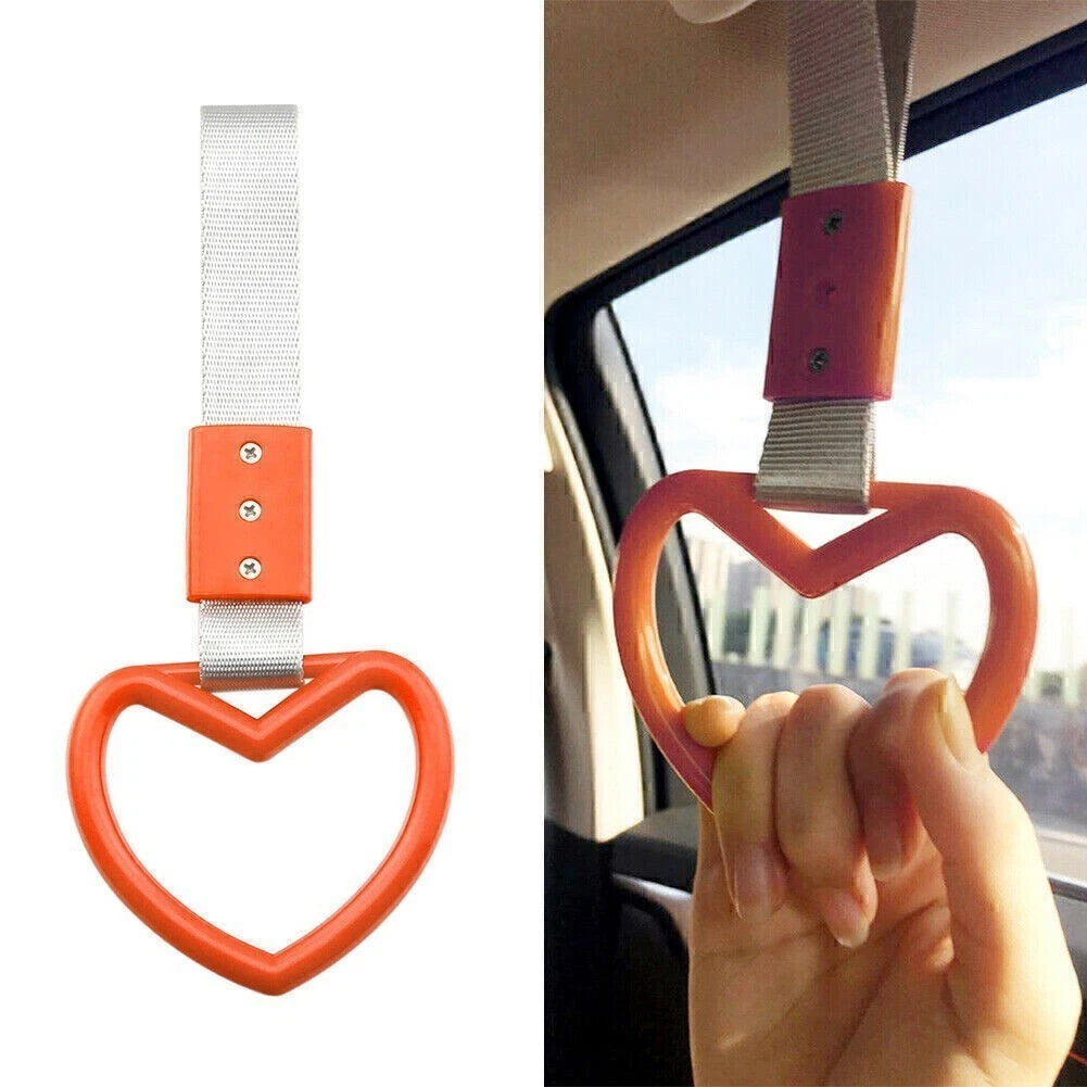 Tsurikawa Heart Ring Handle Strap for JDM Train Bus Drift Charm (Orange)