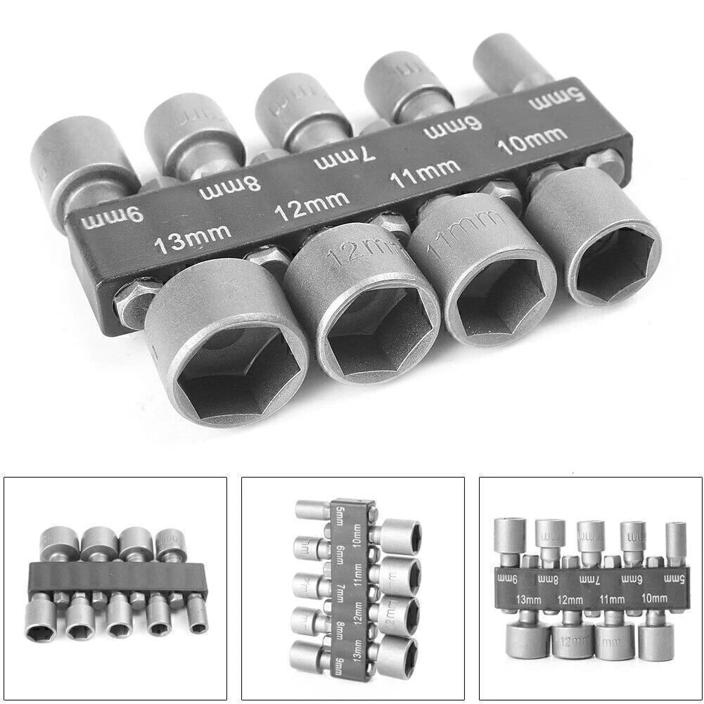 9-Piece Power Nut Driver Hex Shank Drill Bit Adapter Socket Wrench Kit