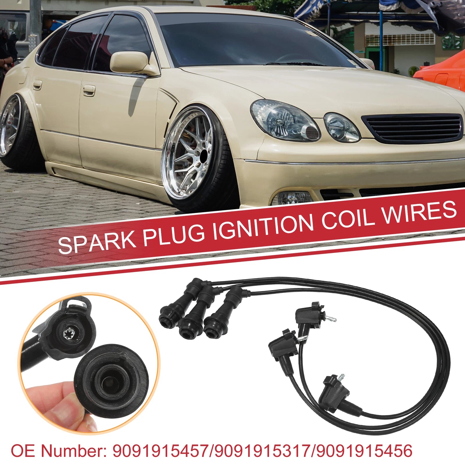3-Pack Spark Plug Wire Set for Lexus GS300 IS300 (2003–2005)