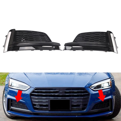 1 Pair Black Front Bumper Fog Light Grille Cover for Audi A5 S5 (2017–2019)