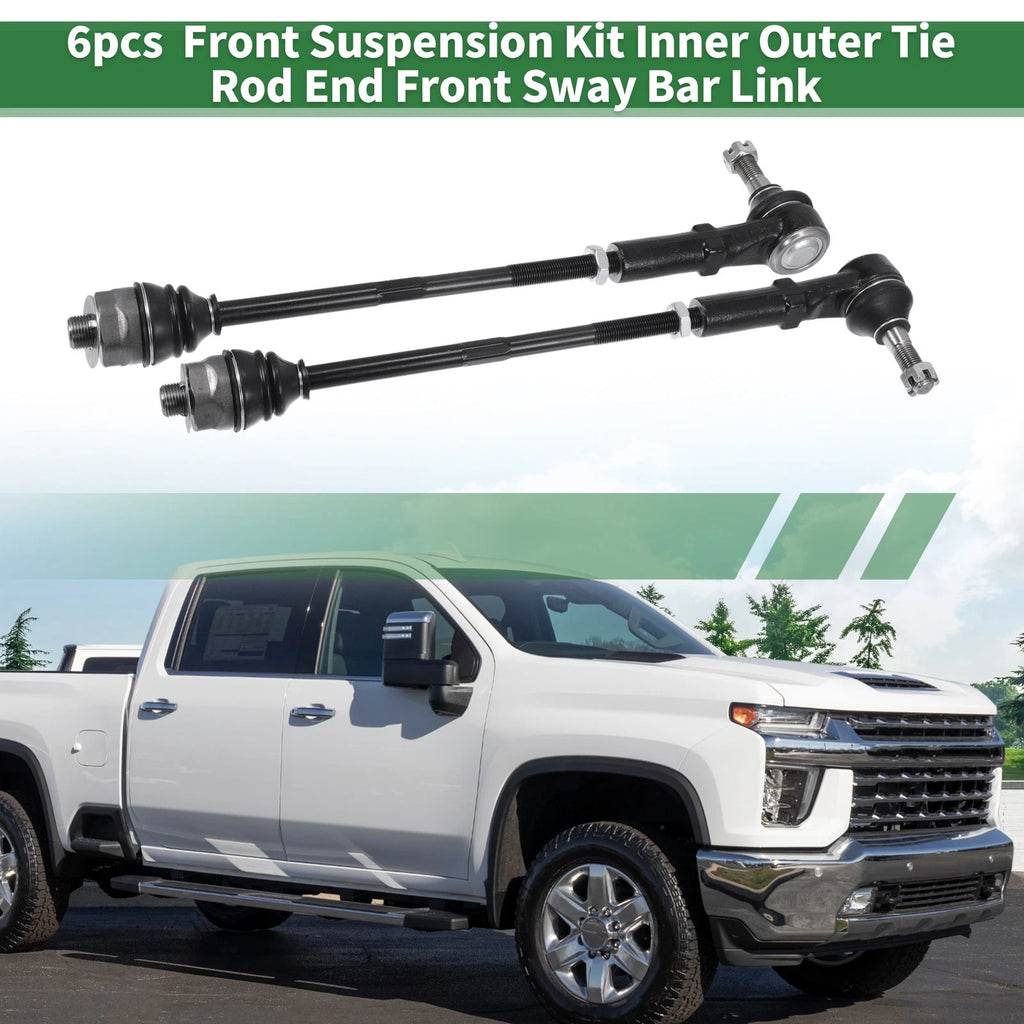 6pc Front Suspension Kit Tie Rod End Sway Bar Link for Chevrolet Silverado 2500 (2011–2020)