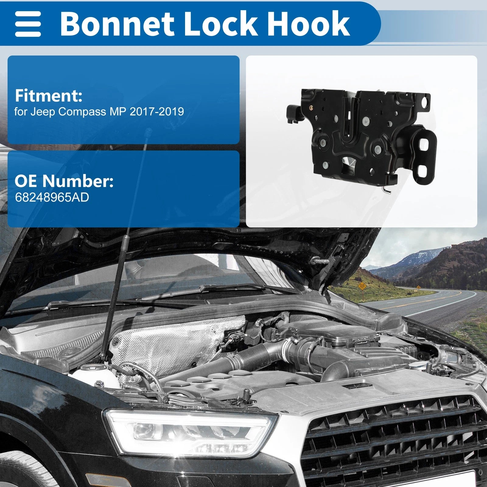 Hood Latch Assembly for Jeep Compass (2017–2019) No. 68248965AD