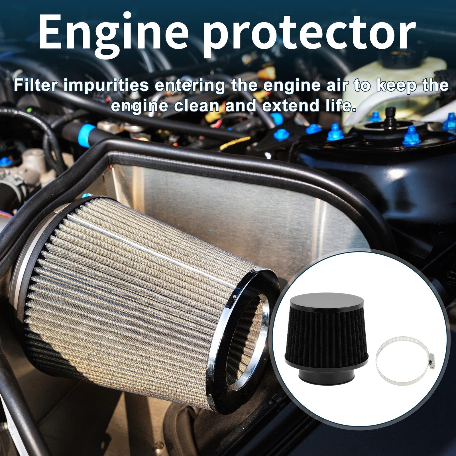 Set of 1 Engine Air Filter 76mm High Flow for Car