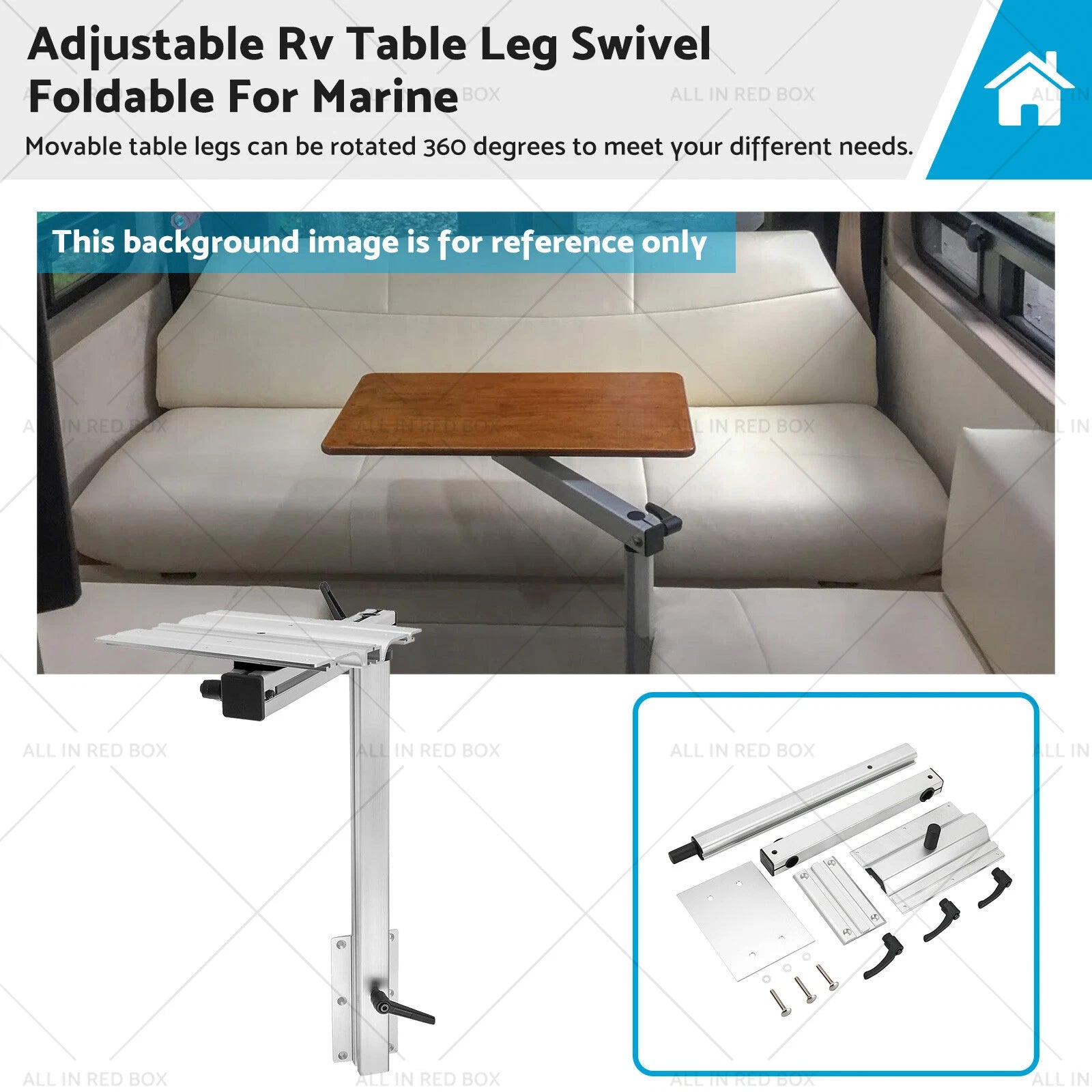 Adjustable RV Table Leg for Marine Use - 6 Hole Swivel Foldable