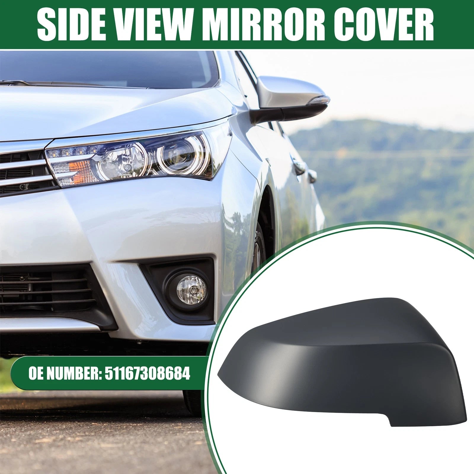 Right Side Rearview Mirror Cap Replacement for BMW 528i (2011–2016)
