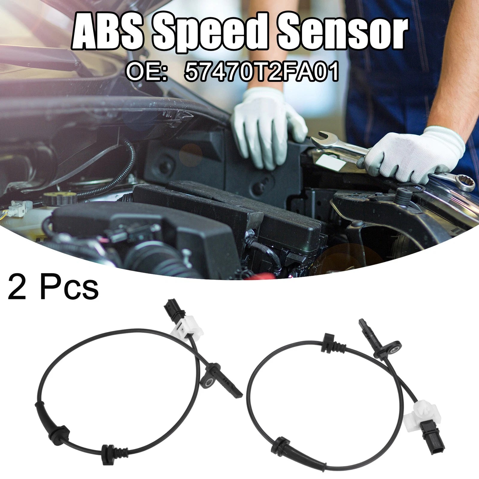 2Pc ABS Wheel Speed Sensor for Honda Accord (2013–2017) No. 57470T2FA01