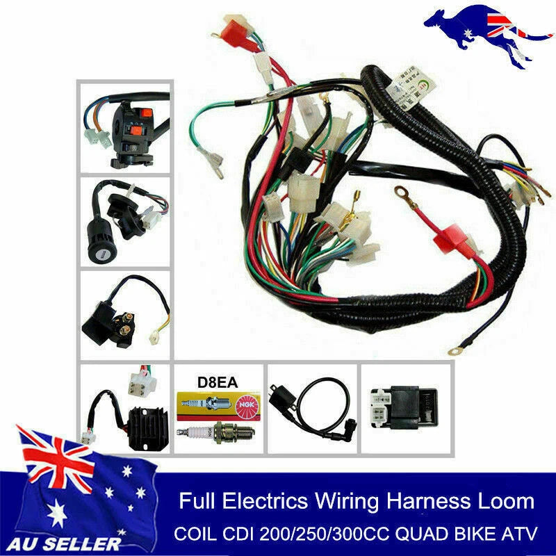 Wiring Harness Loom for 150/200/250/300cc ATV Quad Buggy (Electric Start)
