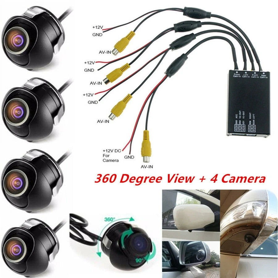 4 Way 360° Bird View Panoramic Camera Kit for Cars (Universal Fit)
