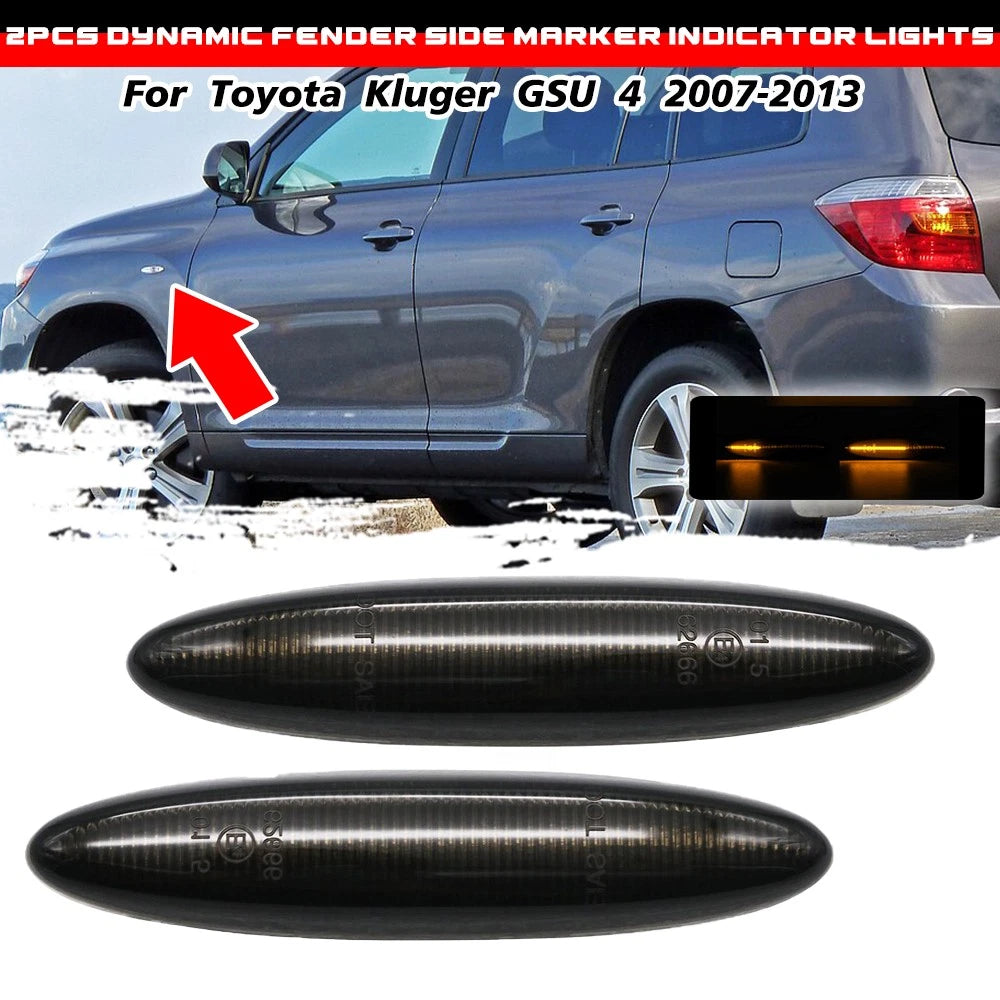 2X Dynamic Smoke Parking Lights Side Marker Lamps for Toyota Highlander (2007–2013)