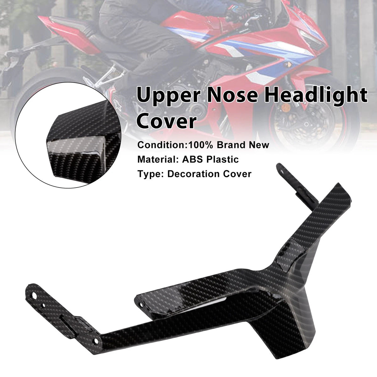 Front Upper Nose Headlight Cover Fairing for Honda CBR650R (2024–2025) Carbon A9