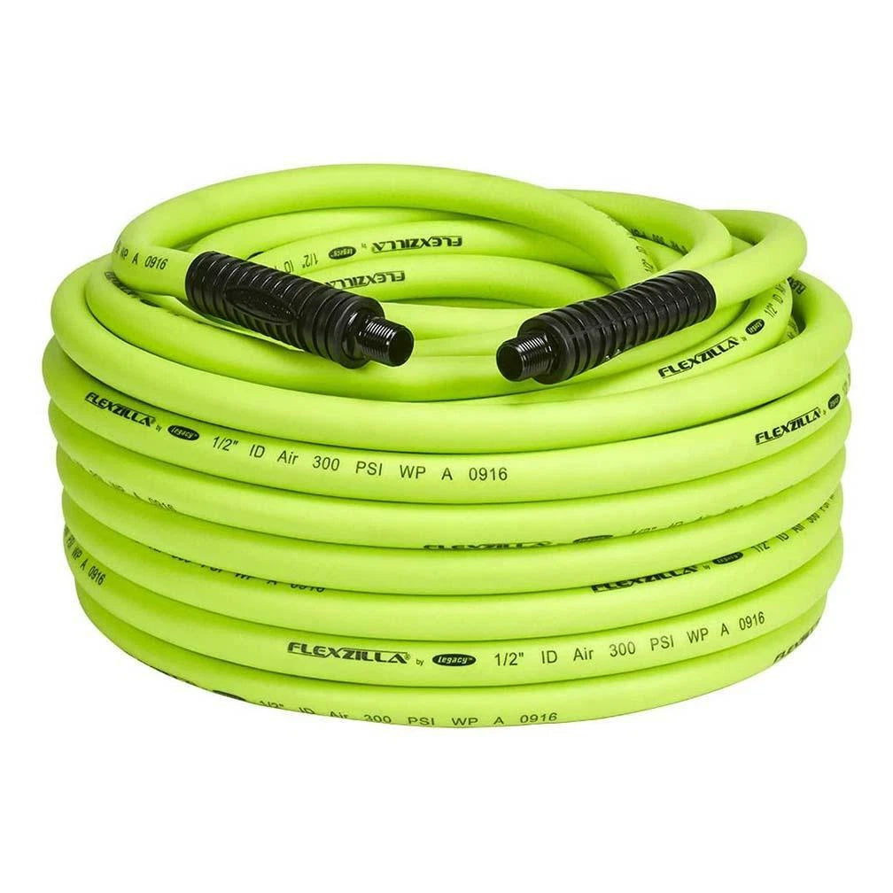 Flexzilla Air Hose 1/2" x 100' with 1/2" MNPT Fittings for