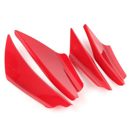 Universal ABS Front Bumper Canards Splitter Fins Body Spoiler Red