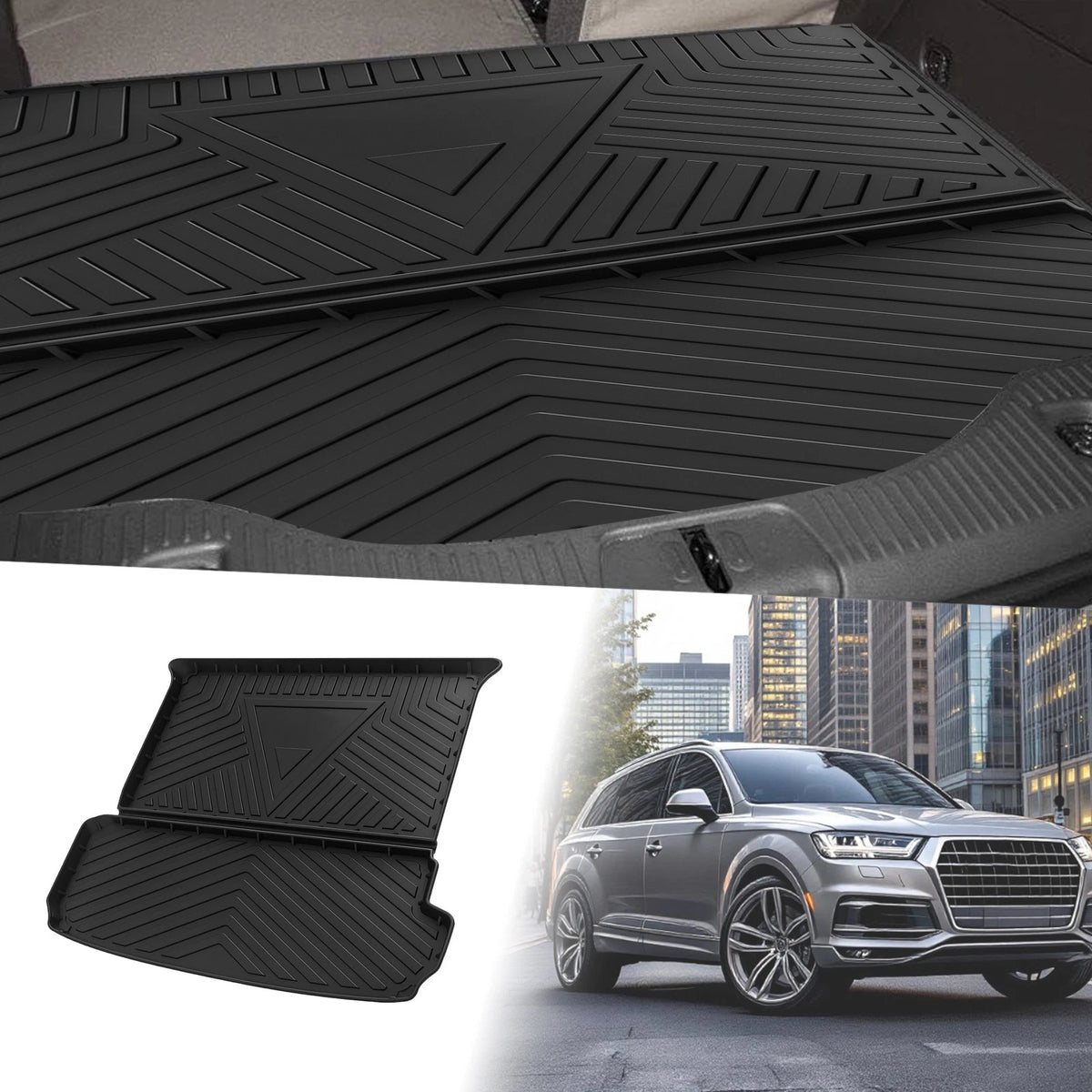 Flat Face Cargo Liner Rear Trunk Mat for Audi Q7 (2016–2024) TPE 1 Pc