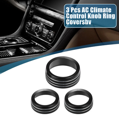 Car AC Radio Switch Knob Cover Decals for Dodge Durango 2017–2020 Black (Set of 3)