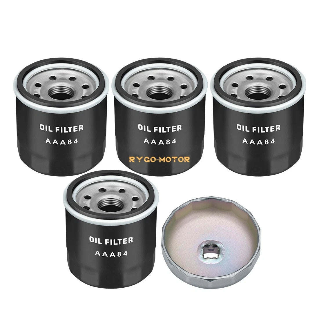 Set of 4 Oil Filters & Wrench for Kawasaki (49065-7010, 49065-2071, 49065-0724)