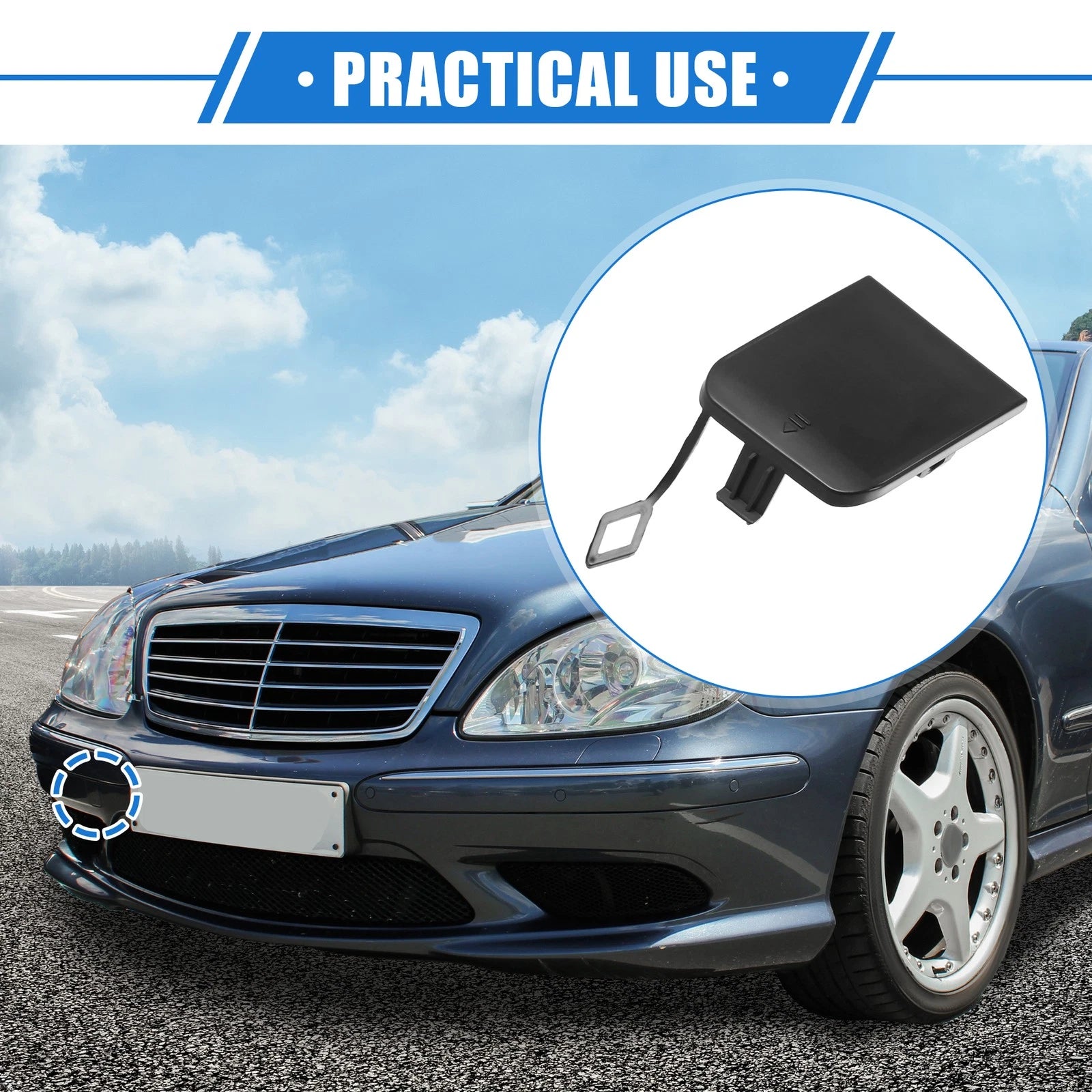 Front Bumper Tow Hook Eye Hole Cover Cap Replacement for Mercedes-Benz S430 (2003–2006)