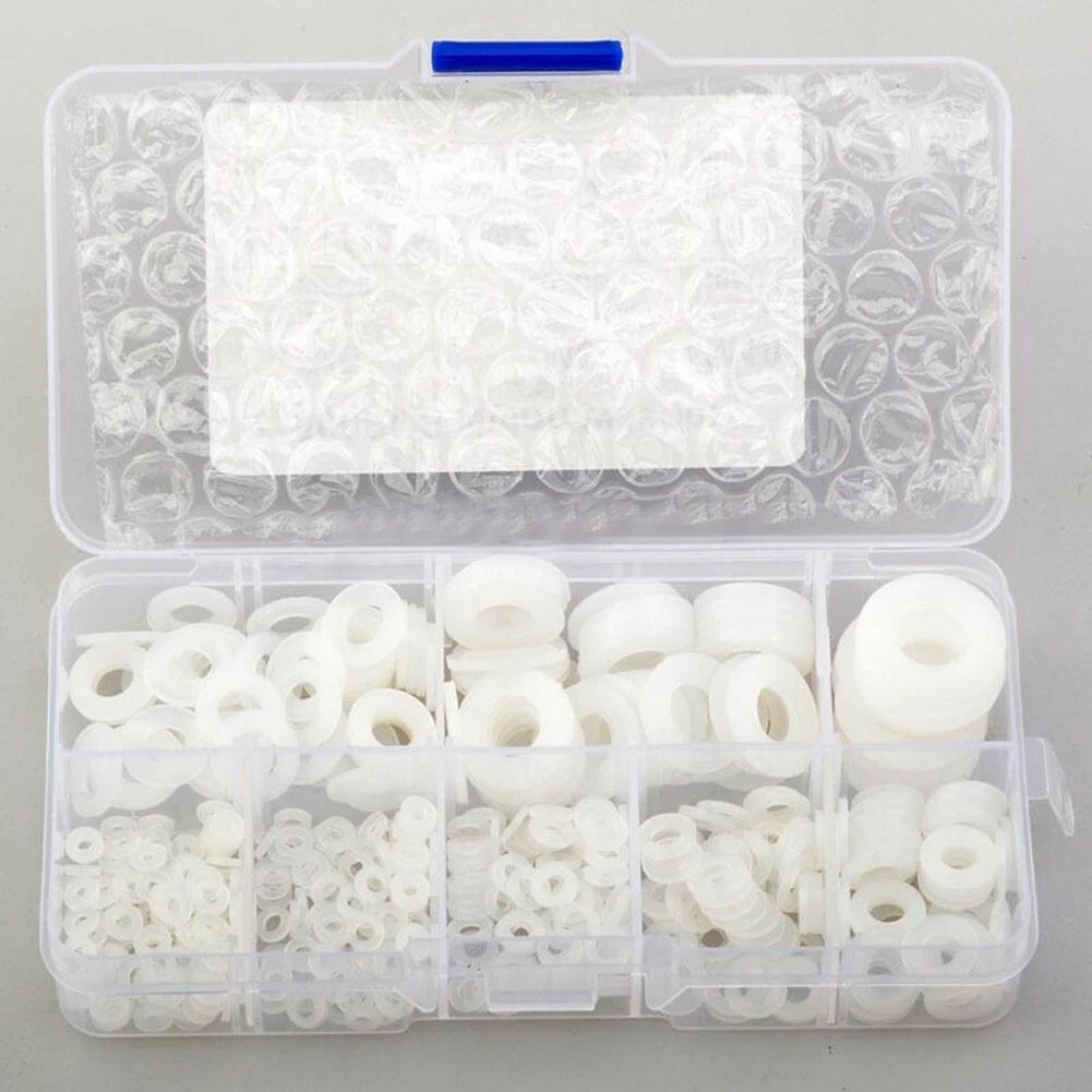 Set of 500 Nylon Flat Washers for Various Applications (M2-M10)