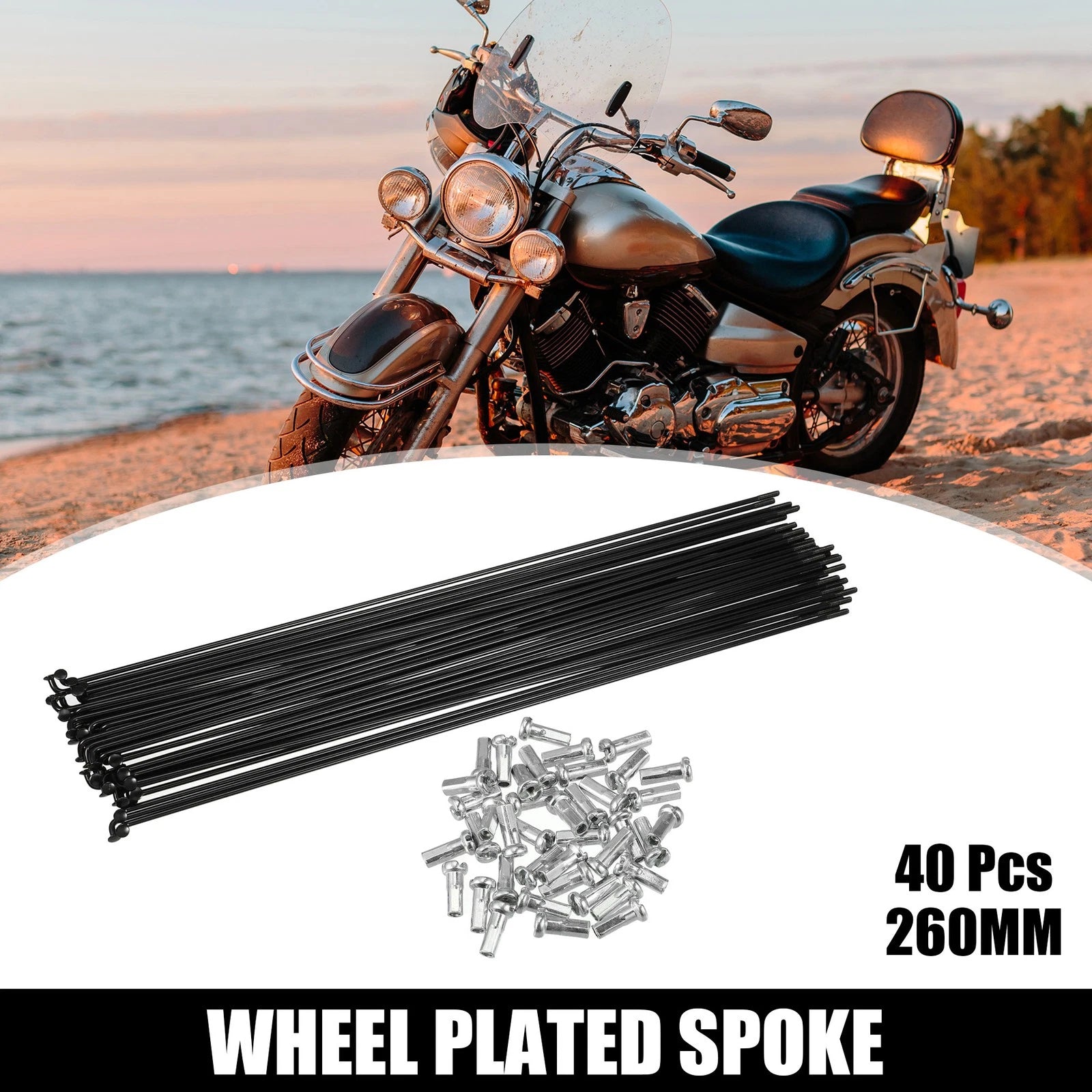 Bicycle Spokes Replacement Set 14G 260mm with Nipples for Most Bikes
