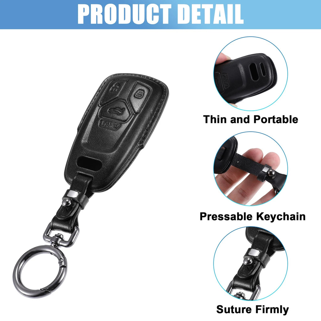 Key Fob Cover for Audi A3 A4 (2013–2020) - Leather Key Case Protector Black