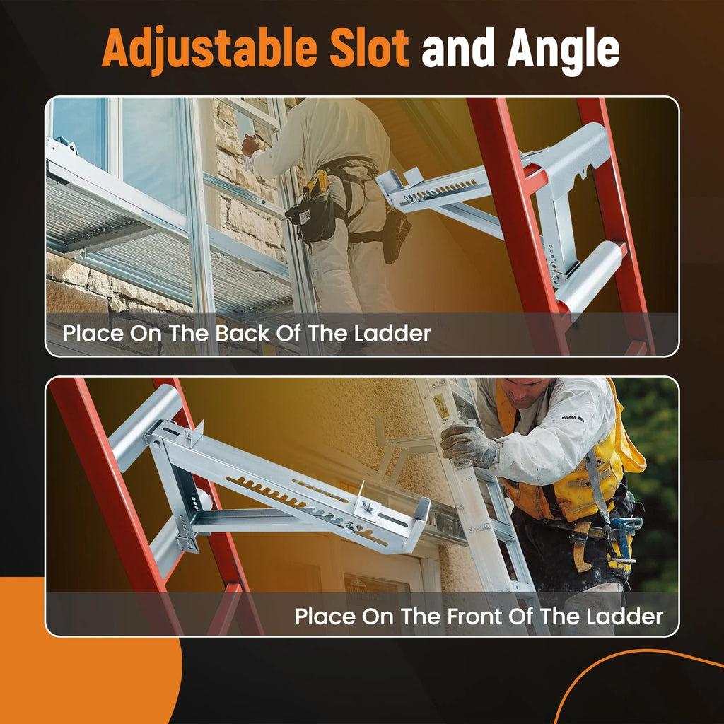 2pc Adjustable Ladder Bracket for Universal Use (20in, 440lbs Load)