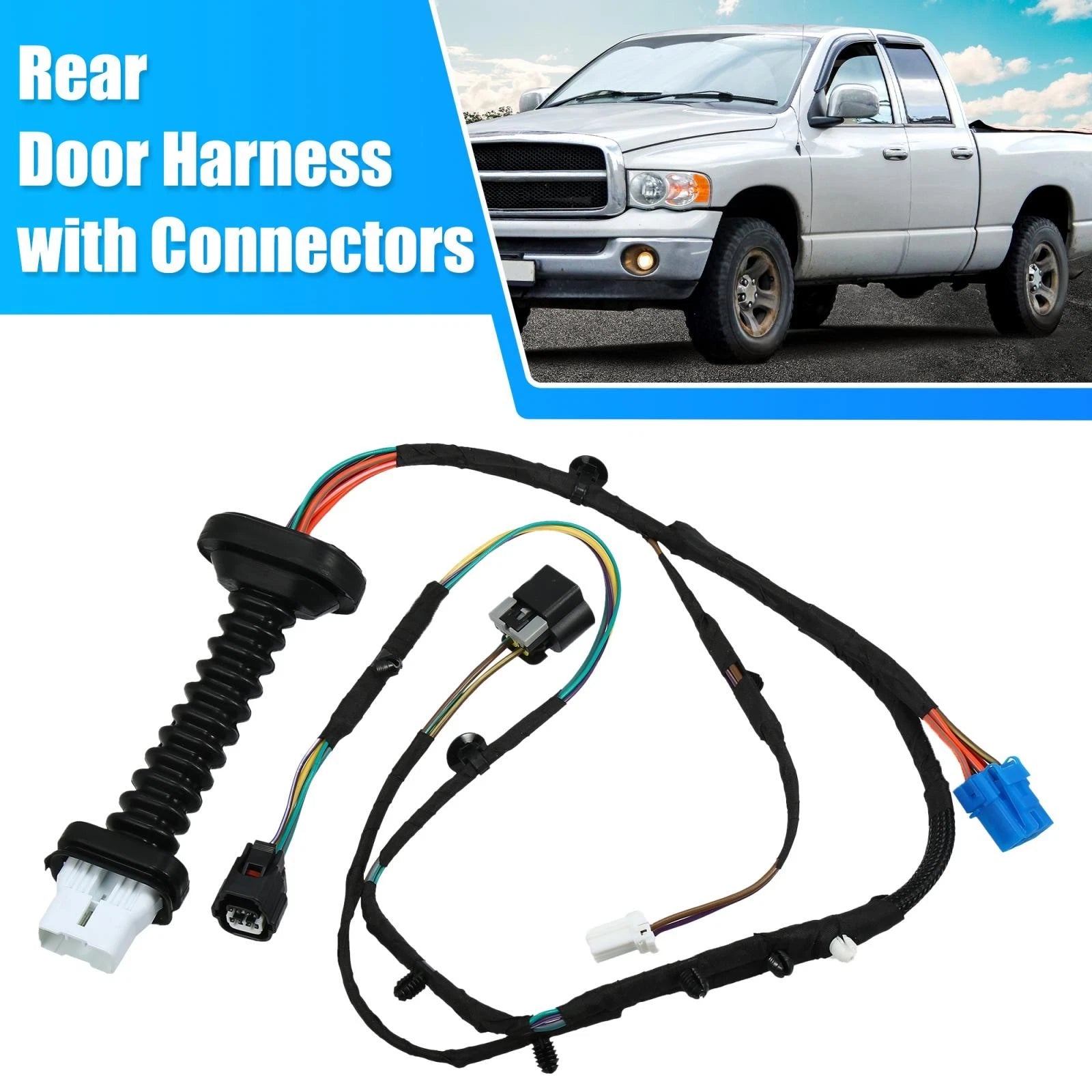 Rear Door Harness w Connector for Dodge RAM 1500 2500 3500 (2013–2018)