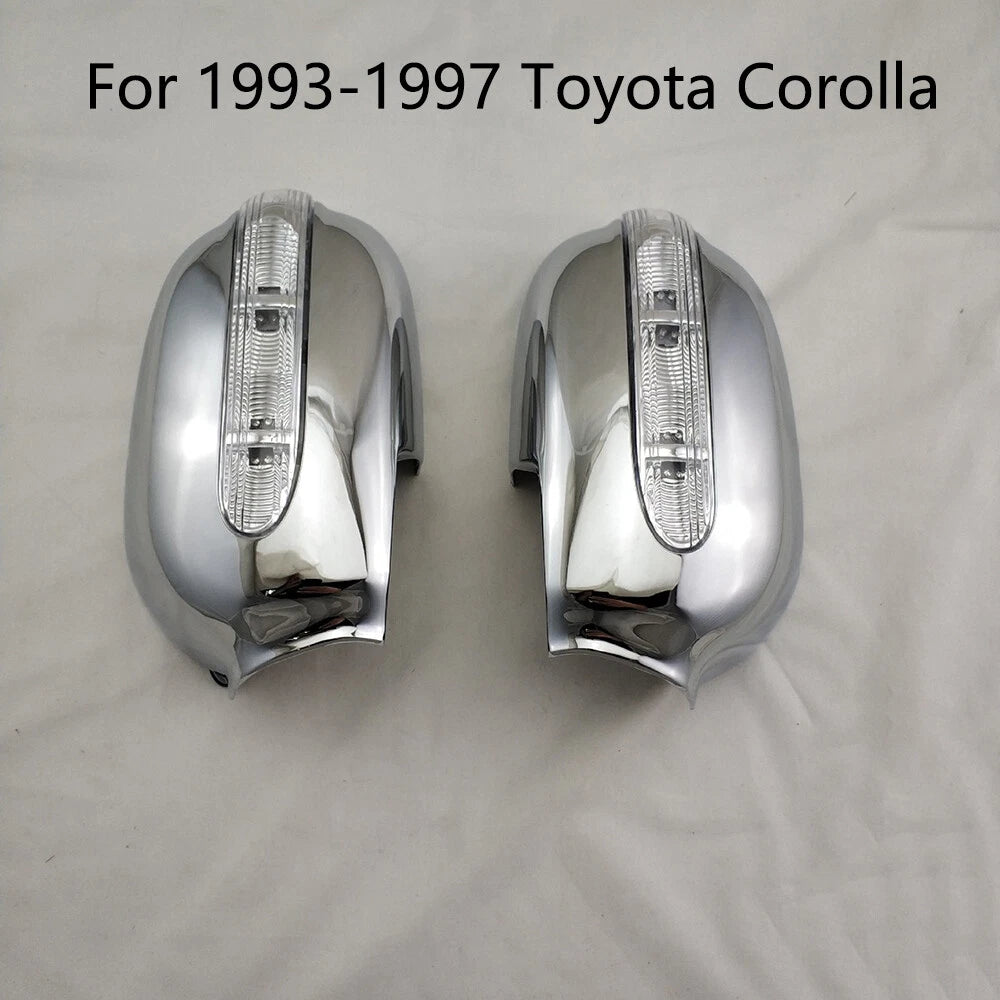 2X LED Side Mirror Cover Trim ABS Chrome for Toyota Corolla (1993–1997)