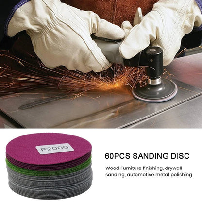 60pcs Sanding Discs Set for Hook & Loop Accessories
