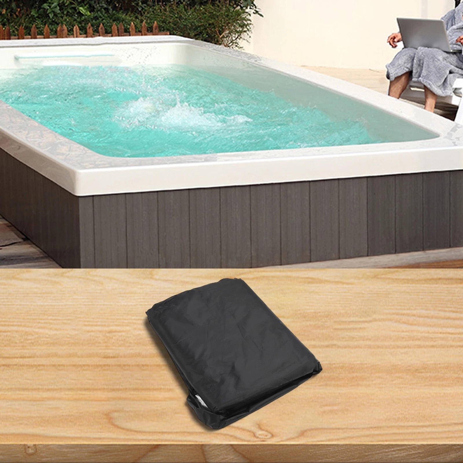 Square Pool Cover with Drawstring for Protection (231x231cm)