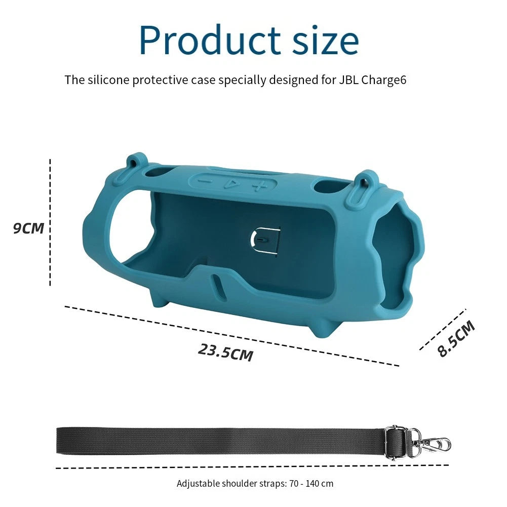 Silicone Case for JBL Charge 6 Speaker with Shoulder Strap