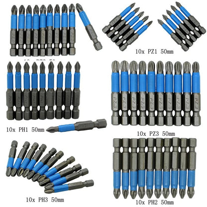 10x Screwdriver Bits for (50mm Alloy Steel)