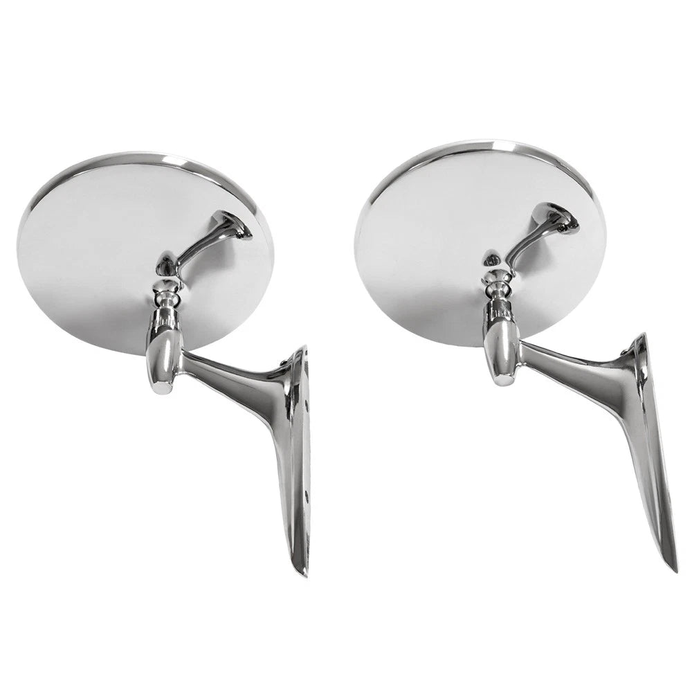 Outside Rear View Mirror for Chevy Chevelle Impala (Round Bowtie, Ribbed Base)