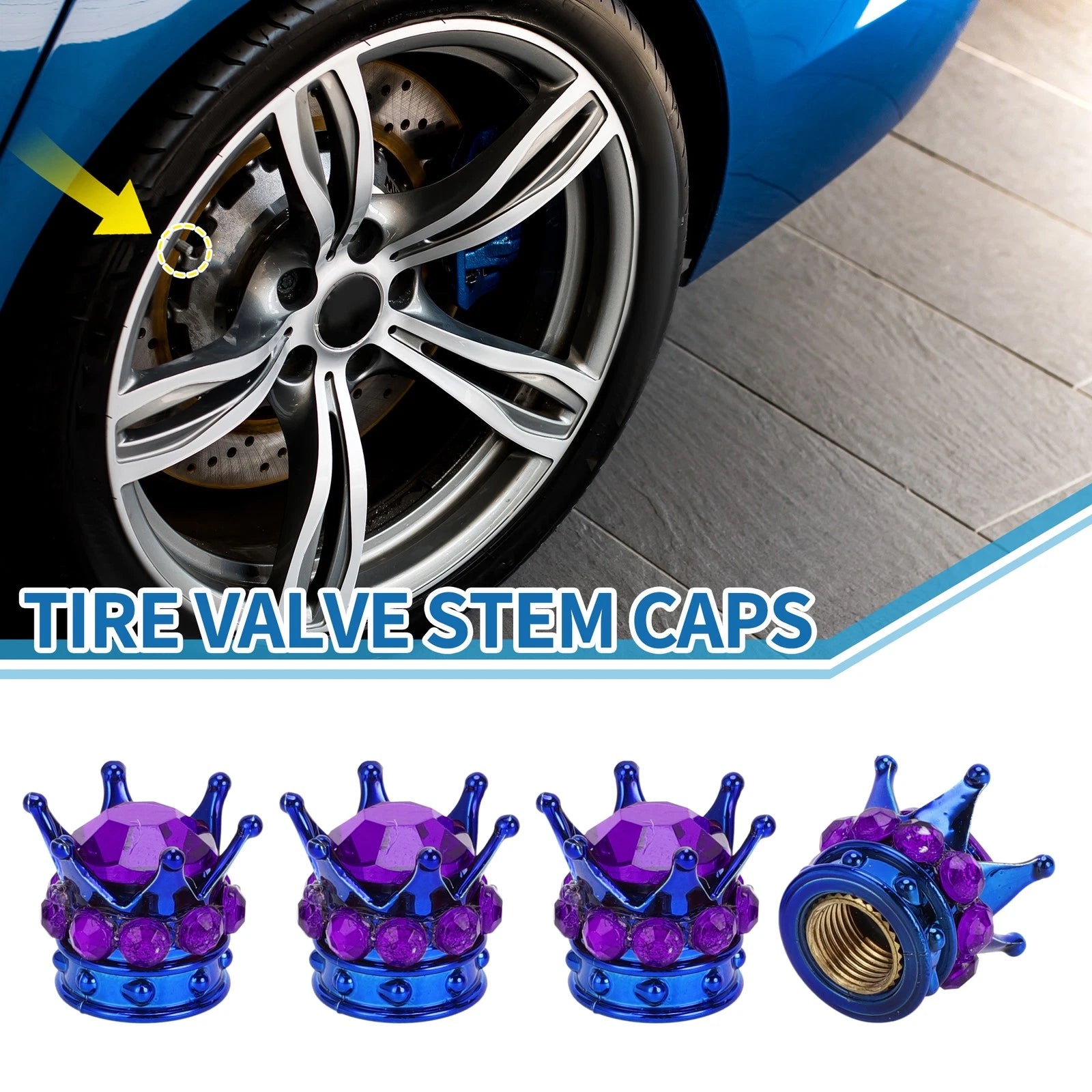 Valve Stem Caps Wheel Valve Cap Replacement for Car SUV Bike RV (4-Pack) (1)