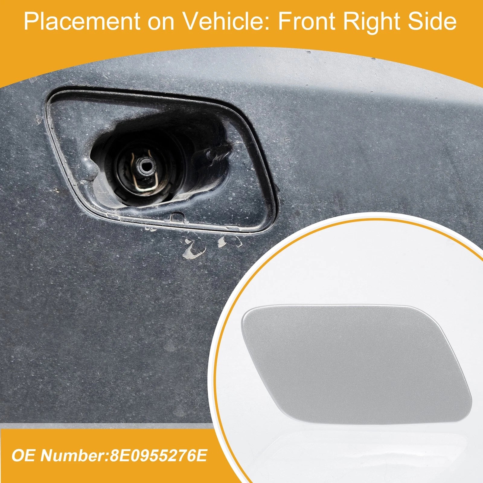 Front Right Washer Nozzle Cover Cap Replacement for Audi A4 (2005–2008)