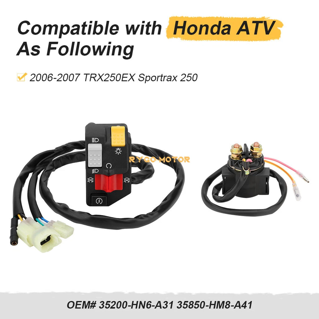 Handlebar & Starter Relay Switch for Honda TRX250EX 250EX (2006–2007)