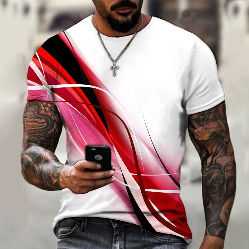 Breathable T-Shirt for Men with Dynamic 3D Print (Summer)