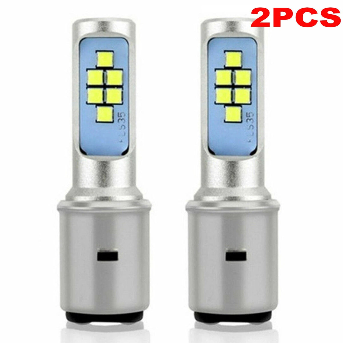 2X BA20D 12V LED Headlight Bulb for Motorcycle (Hi/Low Beam)