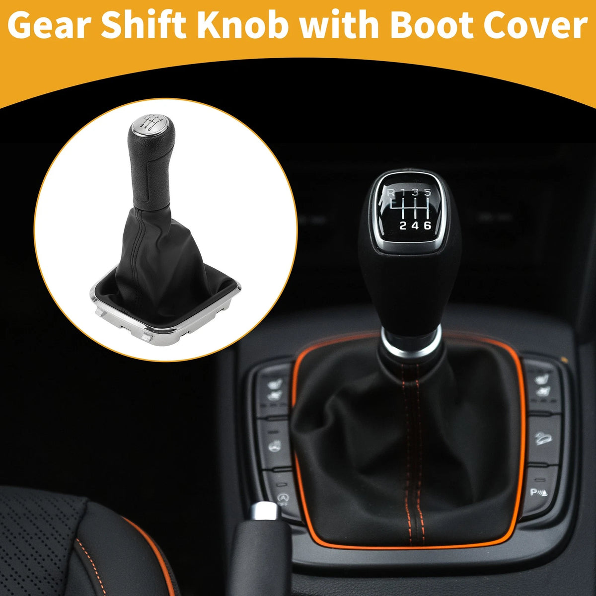 6 Speed Gear Shift Knob with Cover for Volkswagen Polo (2014–2017)