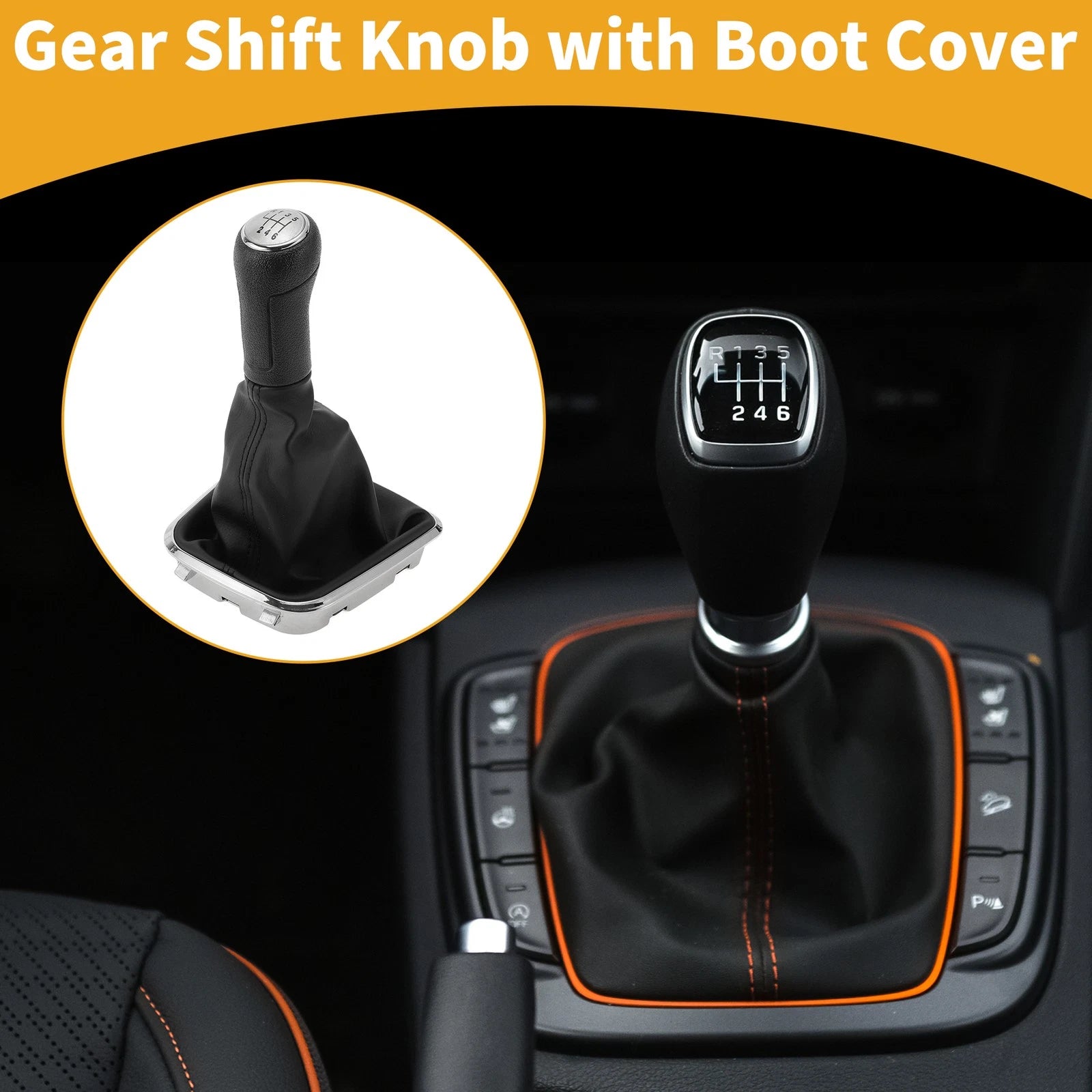 6 Speed Gear Shift Knob with Cover for Volkswagen Polo (2014–2017)