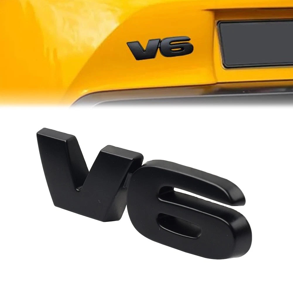 V6 Logo Car Fender Trunk Engine Emblem Badge for Universal Fit (All Years)