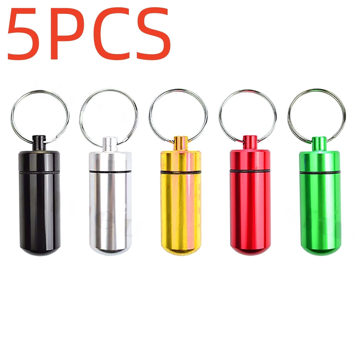 5Pcs Pill Bottle Keychain Case for First Aid Container