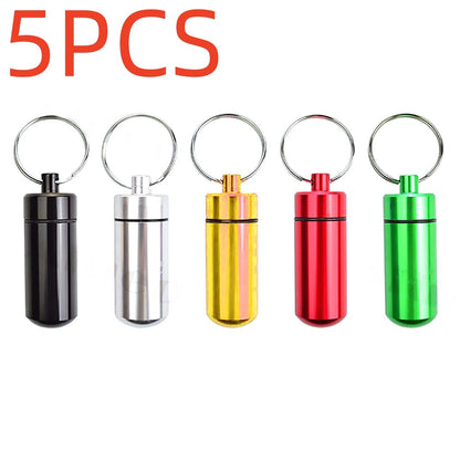 5Pcs Pill Bottle Keychain Case for First Aid Container