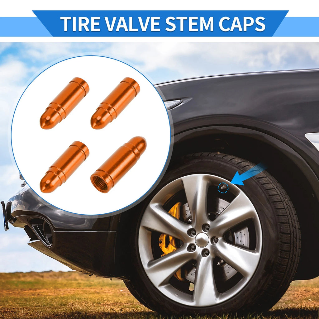 Valve Stem Caps Wheel Valve Cap Replacement for Car SUV Bike RV (4 Pack)
