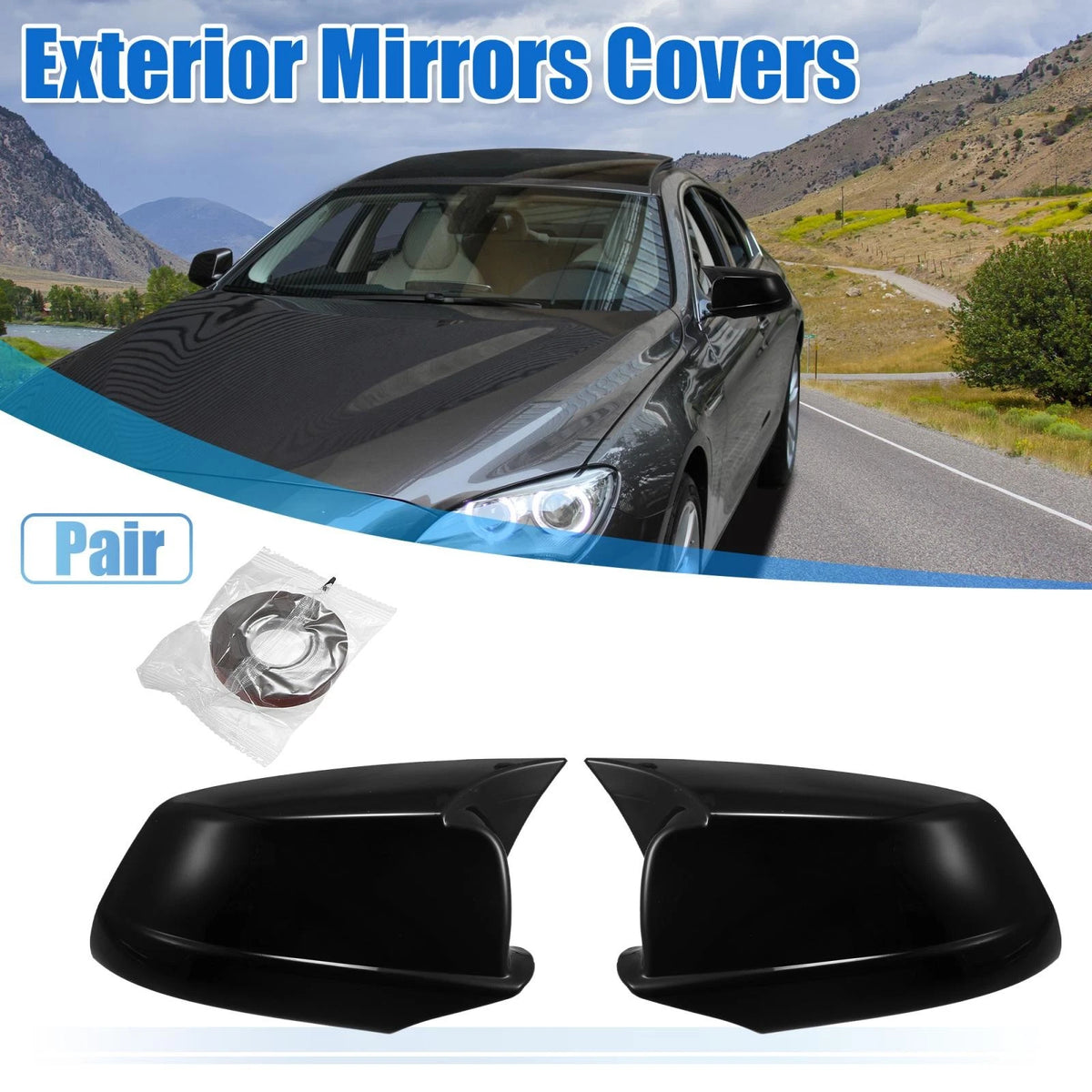 Door Wing Rearview Side Mirror Cover Cap Left Right Pair for BMW 535i GT (2011–2013)